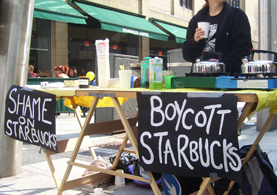 Cardiff anti-Starbucks stall