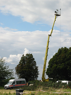 CCTV on cherry picker at camp