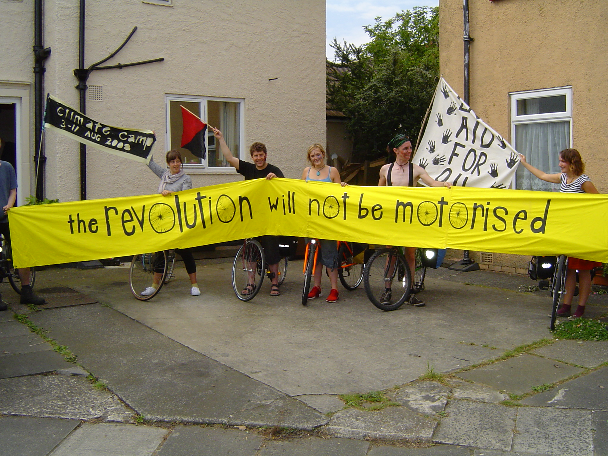 Scottish climate camp bike caravan