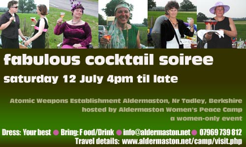 Aldermaston camp cocktail flier