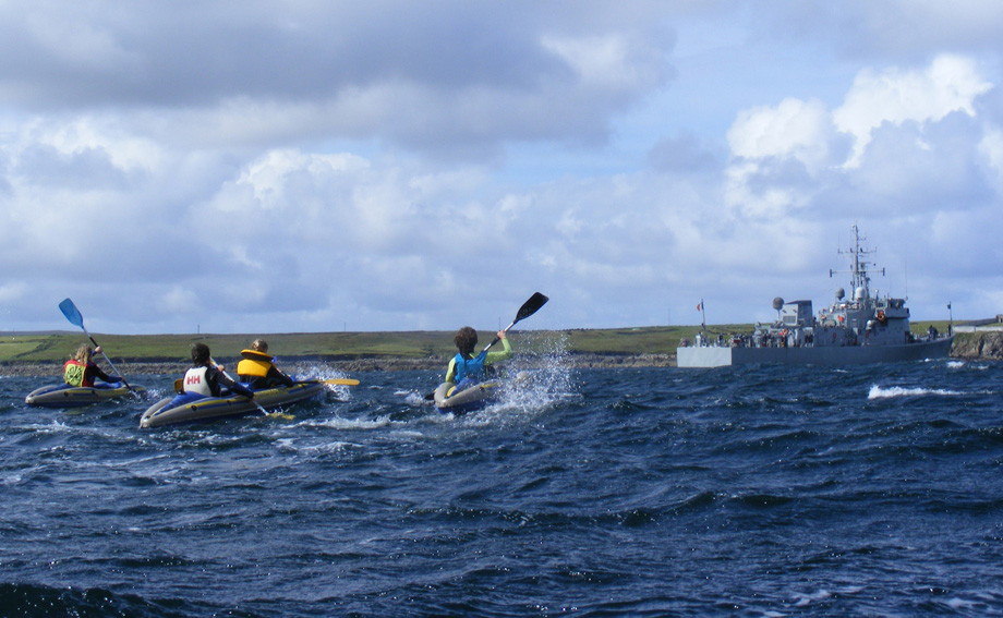 Approaching navy boat