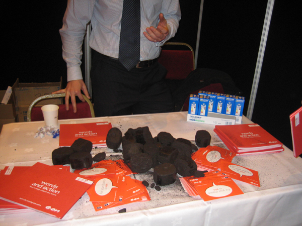 E.on stall covered with coal