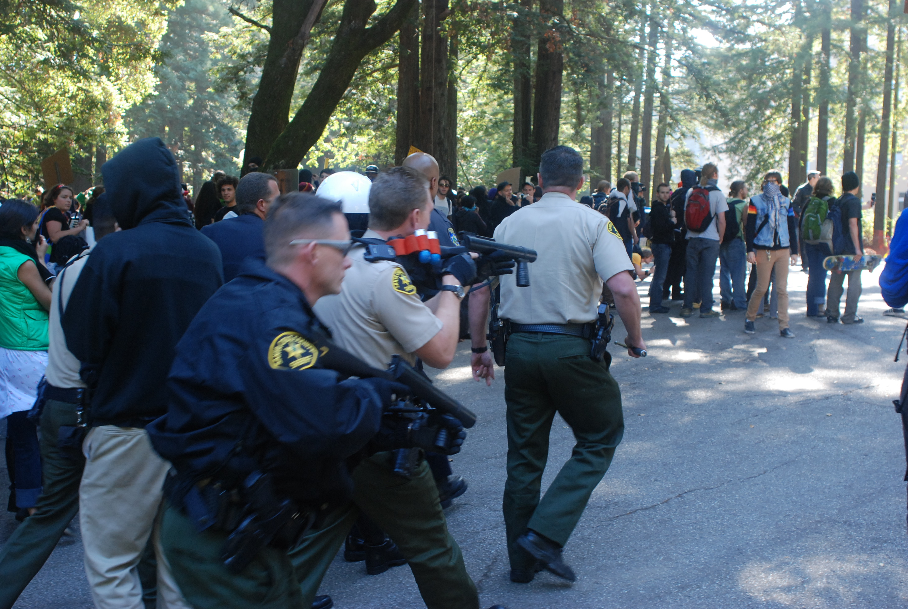 UCSC protest & treesit - cops fight back with teargas