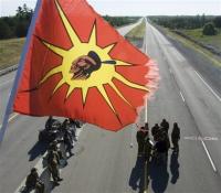 Mohawk flag in road blockade