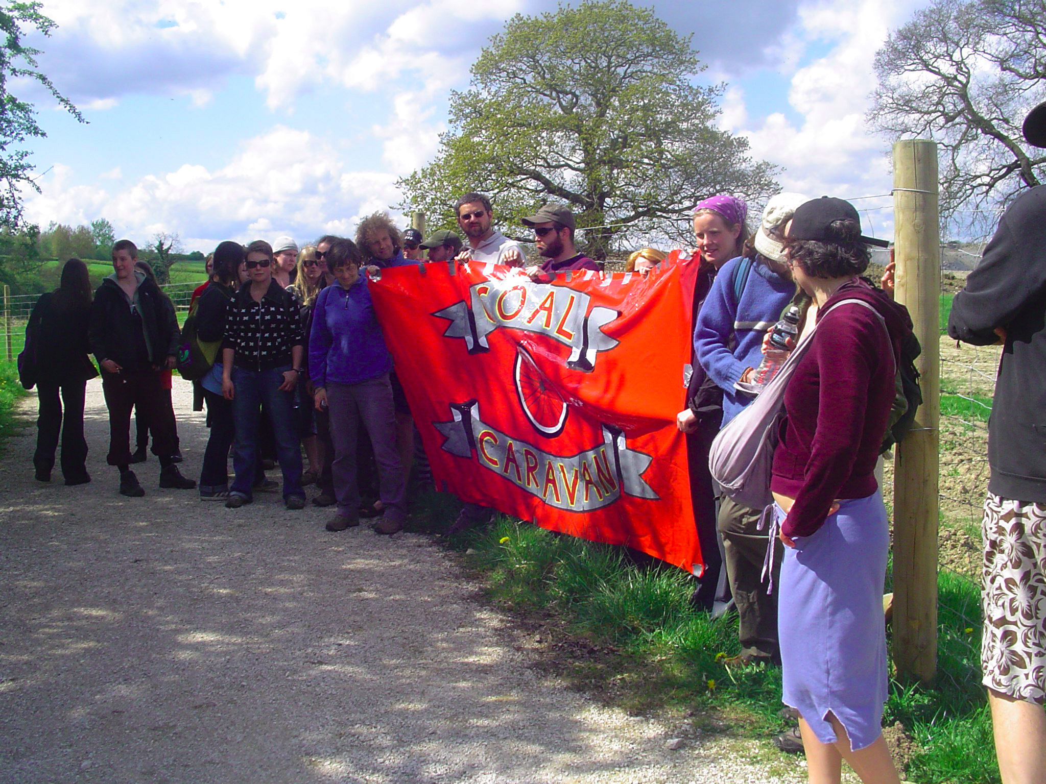 Coal caravan banner at Shipley open-cast site