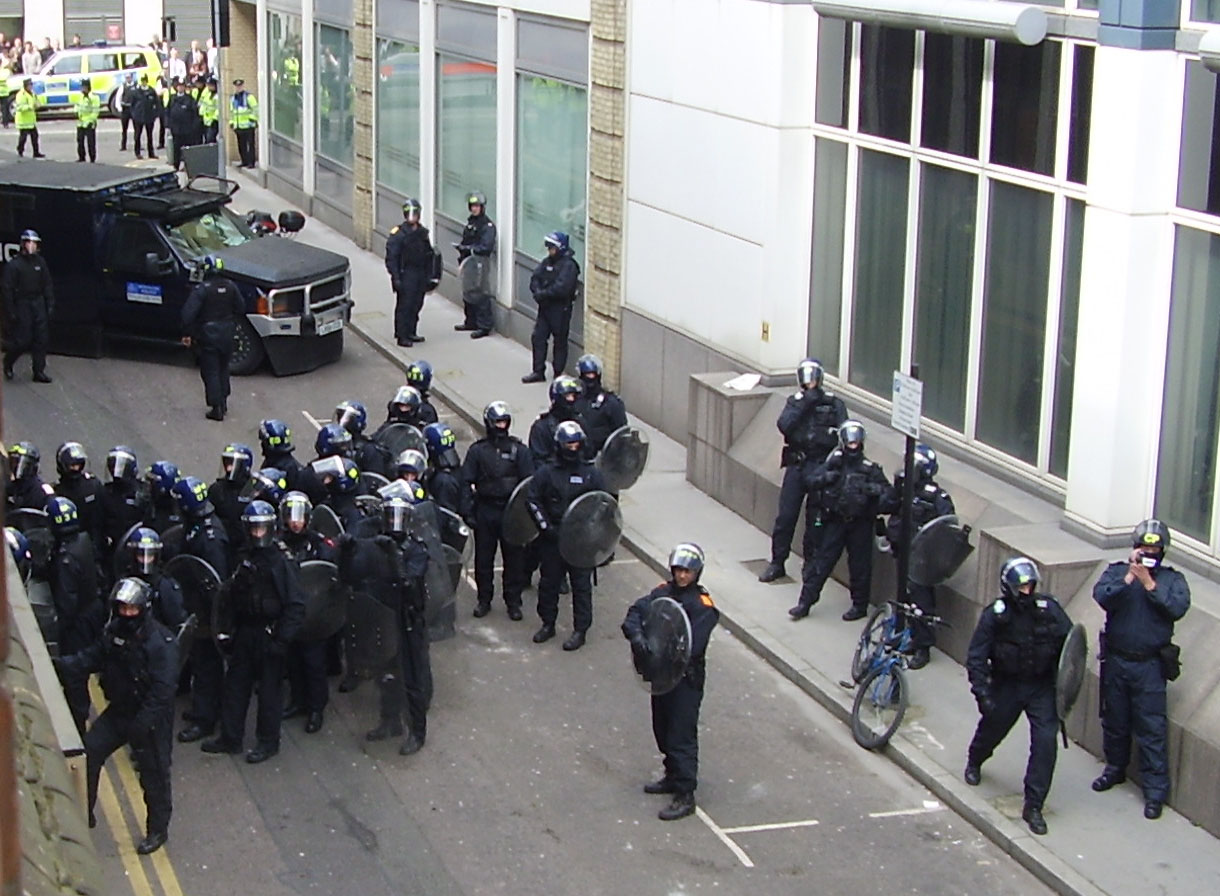 Police massed outside convergence centre