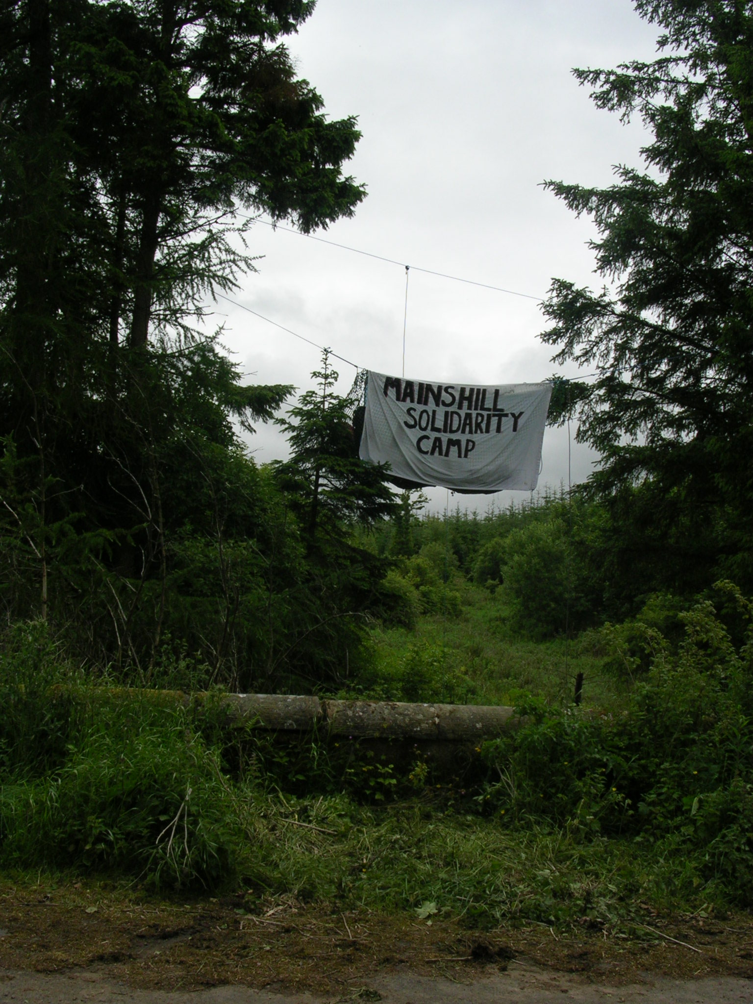 Mainshill protest camp banner