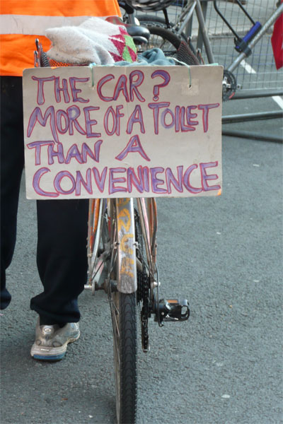 Car?  More a toilet than a convenience.  - placard