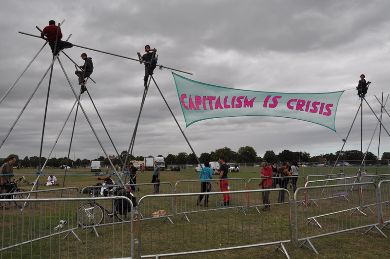 Tripod & banner at climate camp 2009