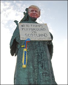 Trump statue masked