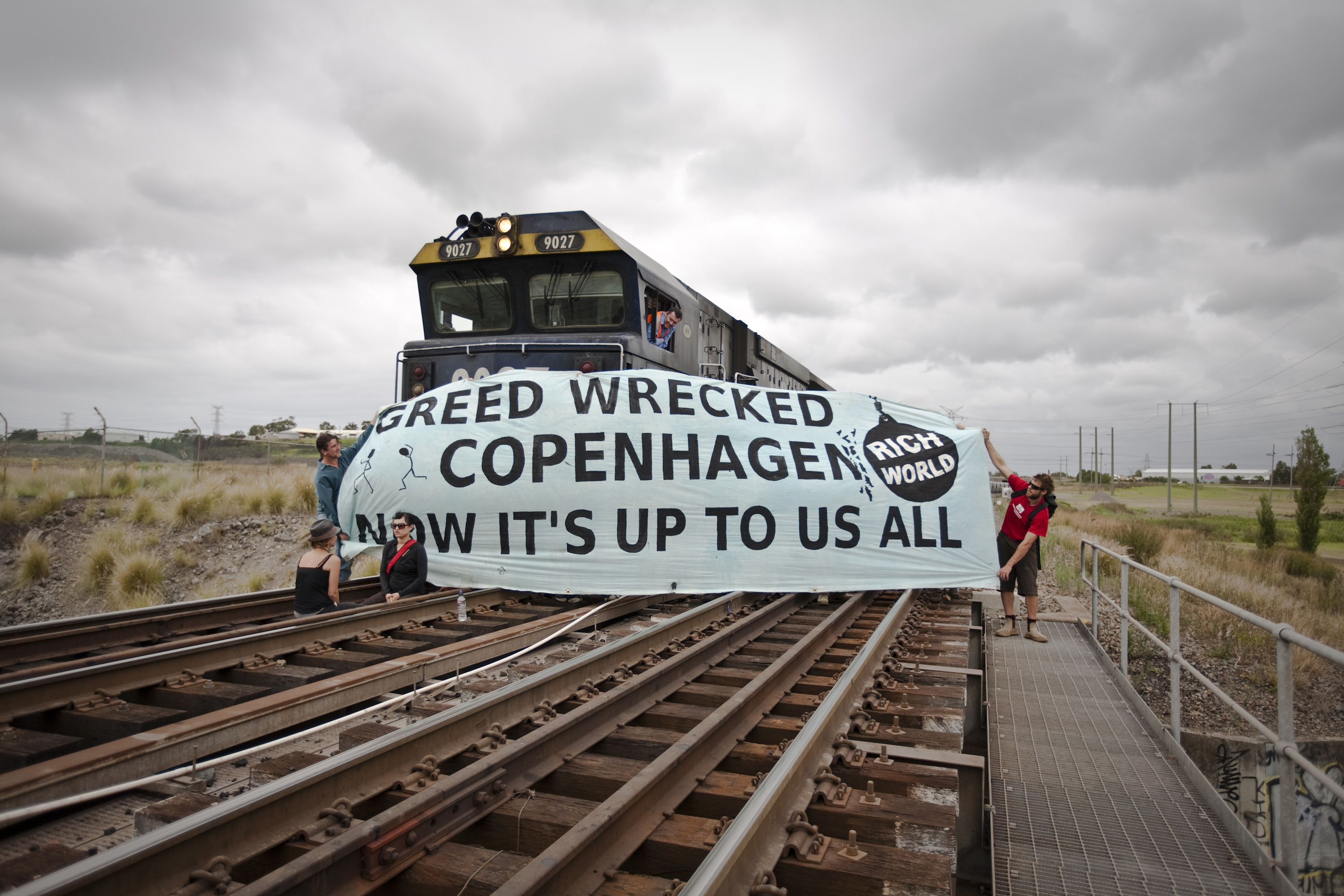 Australian Copenhagen rail blockade banners 4