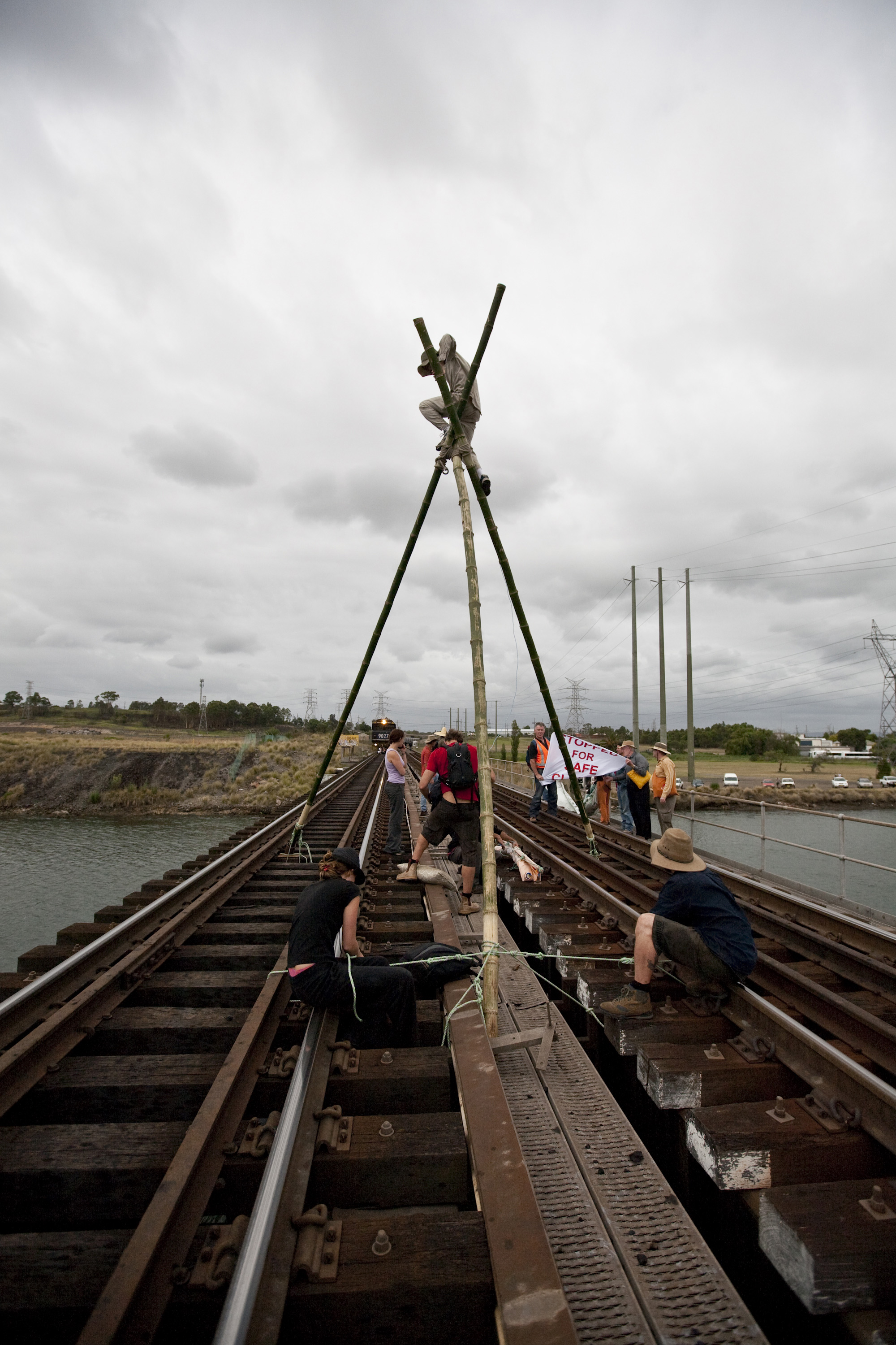 Australian Copenhagen rail blockade tripod