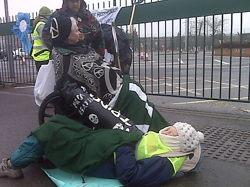 Aldermaston wheelchair blockade