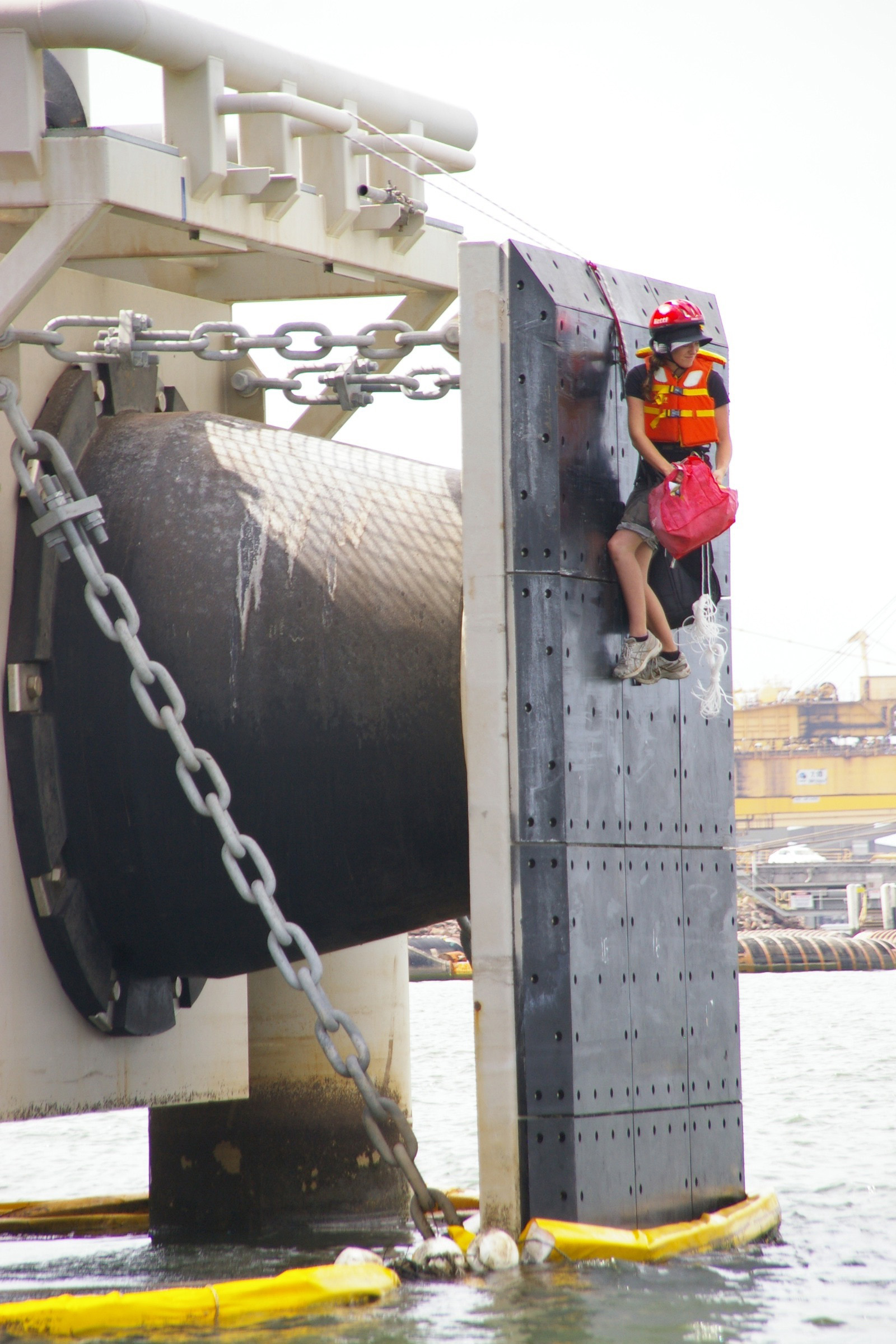 Newcastle flotilla blockade climber