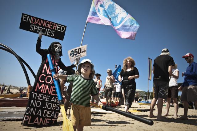 Newcastle flotilla blockade placards