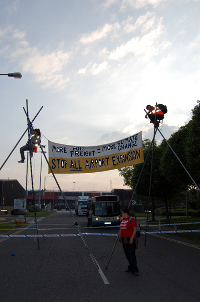 Manchester airport protest tripods