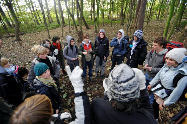 An affinity group meeting during the Great Climate Swoop at Ratcliffe-on-Soar power station