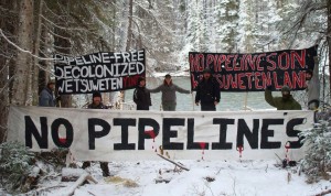 Banners at the Unist’ot’en camp, 2012.