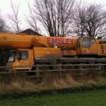 Drilling rig arriving on site following 6 hour blockade