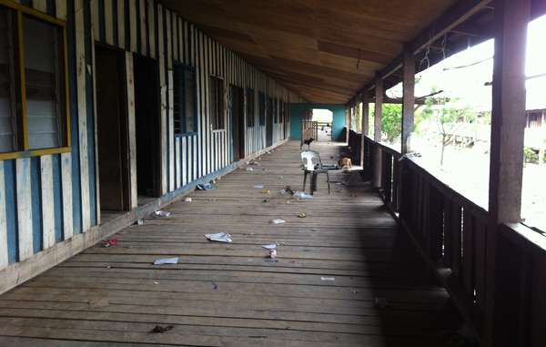 The abandoned Long Singu longhouse last week after the government rushed through the Penan's move to the unfinished relocation site.